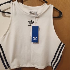 Adidas white cropped tank size L